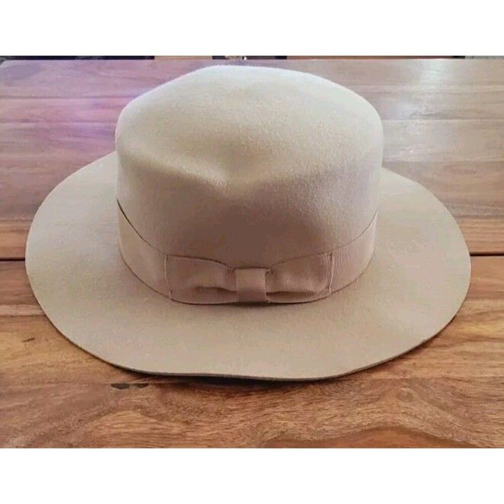 Wyeth Lila Taupe Wool Wide-Brim Fedora Hat Wool One Size